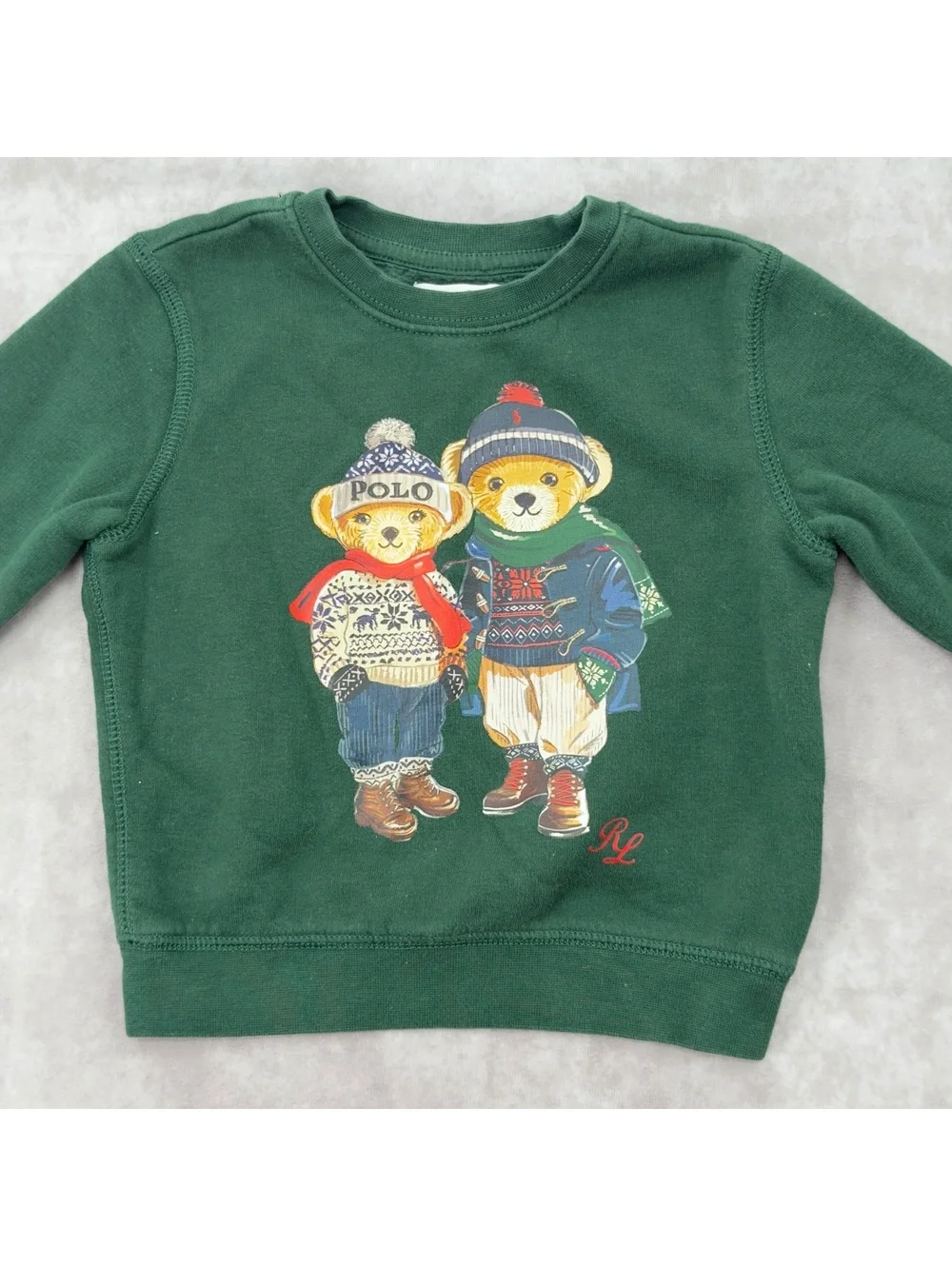 Ralph Lauren Polo Bear dark green crewneck sweatshirt toddler 24M holiday xmas